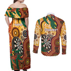 Darts Australia NAIDOC Week 2026 Personalised Couples Matching Off Shoulder Maxi Dress and Long Sleeve Button Shirt 50 Years Deadly Eucalyptus Indigenous Art