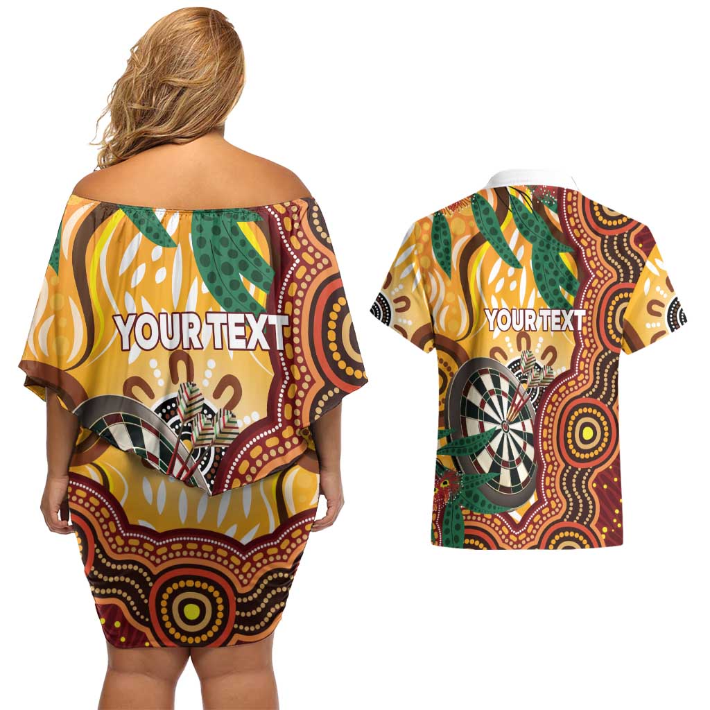 Darts Australia NAIDOC Week 2026 Personalised Couples Matching Off Shoulder Short Dress and Hawaiian Shirt 50 Years Deadly Eucalyptus Indigenous Art