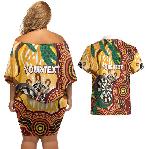 Darts Australia NAIDOC Week 2026 Personalised Couples Matching Off Shoulder Short Dress and Hawaiian Shirt 50 Years Deadly Eucalyptus Indigenous Art