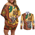 Darts Australia NAIDOC Week 2026 Personalised Couples Matching Off Shoulder Short Dress and Long Sleeve Button Shirt 50 Years Deadly Eucalyptus Indigenous Art