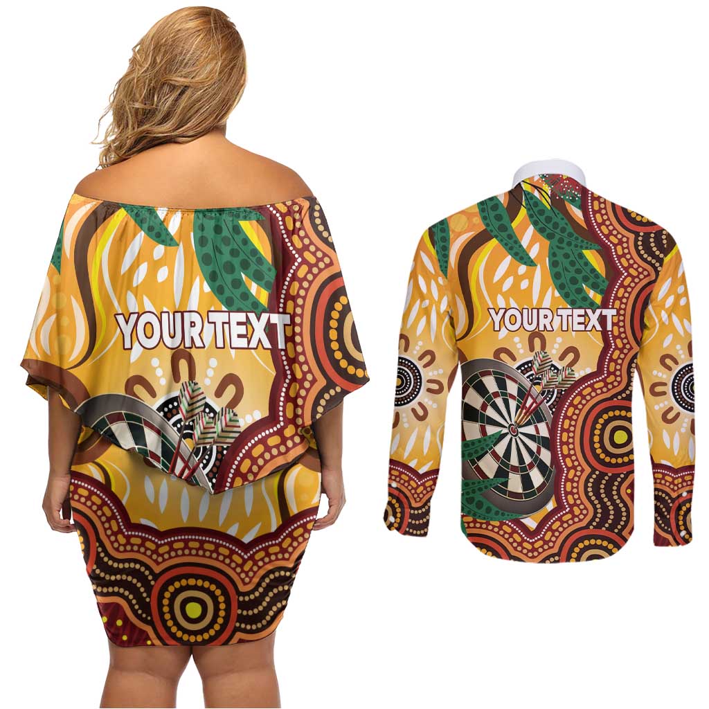 Darts Australia NAIDOC Week 2026 Personalised Couples Matching Off Shoulder Short Dress and Long Sleeve Button Shirt 50 Years Deadly Eucalyptus Indigenous Art