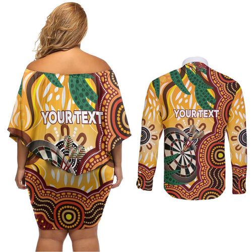 Darts Australia NAIDOC Week 2026 Personalised Couples Matching Off Shoulder Short Dress and Long Sleeve Button Shirt 50 Years Deadly Eucalyptus Indigenous Art
