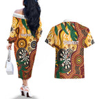 Darts Australia NAIDOC Week 2026 Personalised Couples Matching Off The Shoulder Long Sleeve Dress and Hawaiian Shirt 50 Years Deadly Eucalyptus Indigenous Art