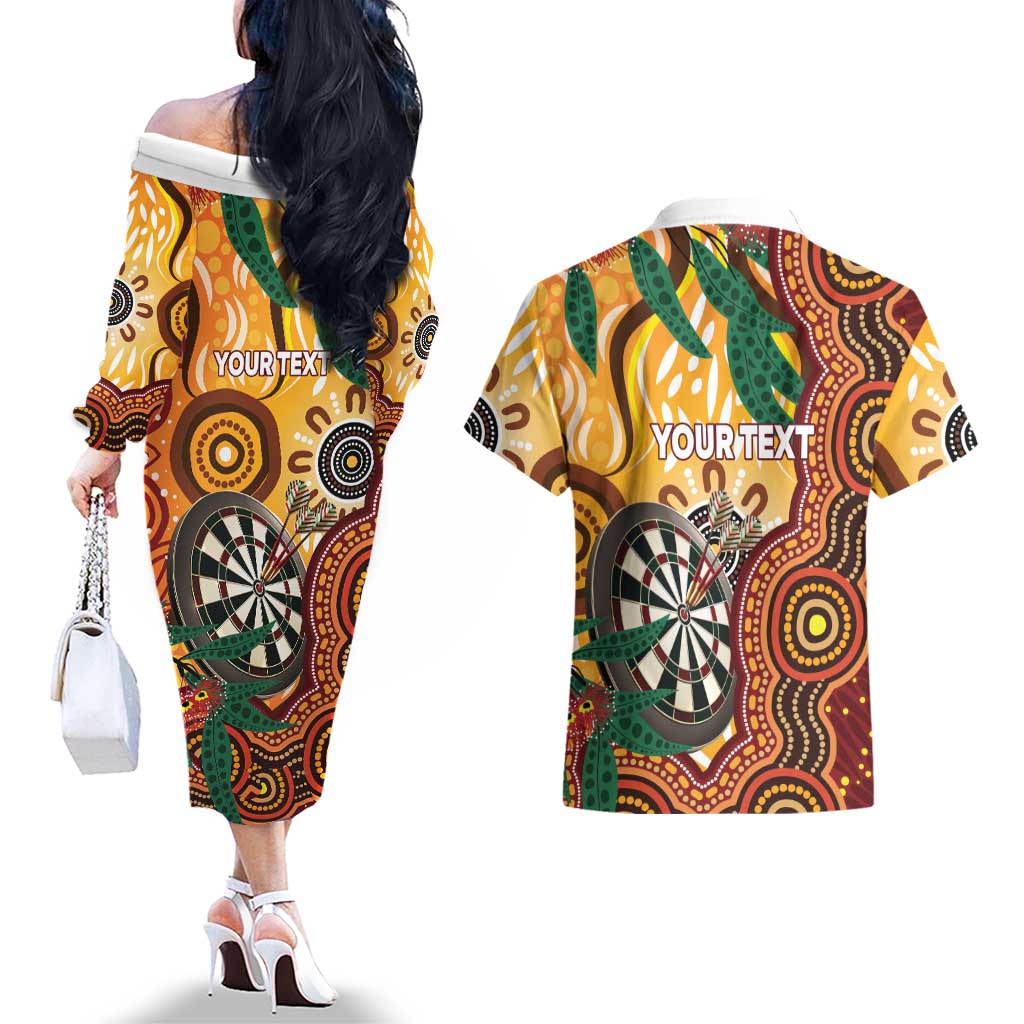 Darts Australia NAIDOC Week 2026 Personalised Couples Matching Off The Shoulder Long Sleeve Dress and Hawaiian Shirt 50 Years Deadly Eucalyptus Indigenous Art