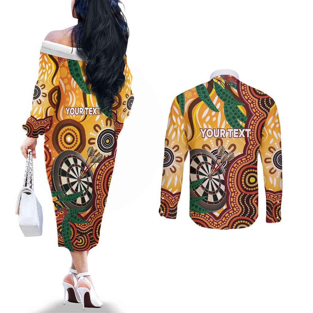 Darts Australia NAIDOC Week 2026 Personalised Couples Matching Off The Shoulder Long Sleeve Dress and Long Sleeve Button Shirt 50 Years Deadly Eucalyptus Indigenous Art
