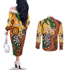 Darts Australia NAIDOC Week 2026 Personalised Couples Matching Off The Shoulder Long Sleeve Dress and Long Sleeve Button Shirt 50 Years Deadly Eucalyptus Indigenous Art
