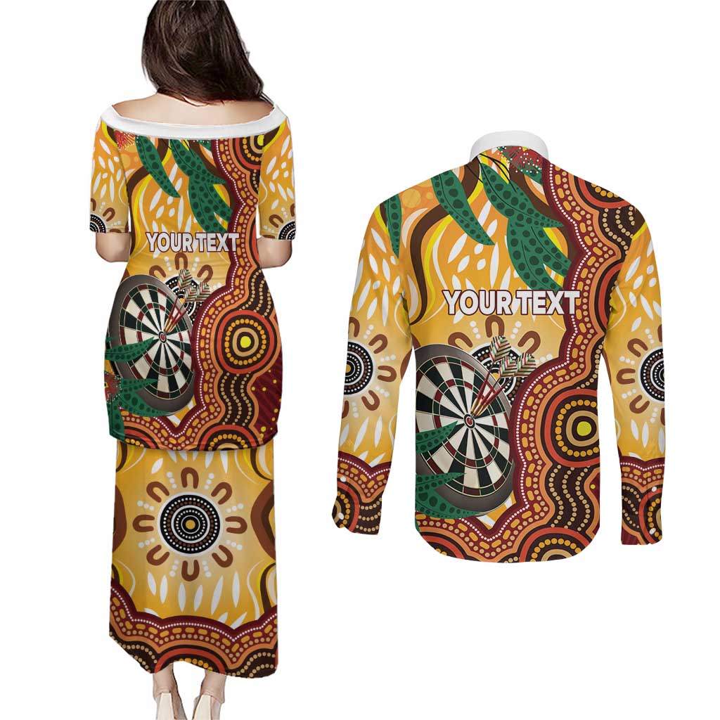 Darts Australia NAIDOC Week 2026 Personalised Couples Matching Puletasi and Long Sleeve Button Shirt 50 Years Deadly Eucalyptus Indigenous Art
