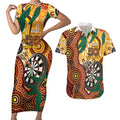 Darts Australia NAIDOC Week 2026 Personalised Couples Matching Short Sleeve Bodycon Dress and Hawaiian Shirt 50 Years Deadly Eucalyptus Indigenous Art