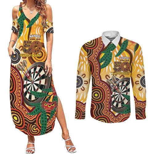 Darts Australia NAIDOC Week 2026 Personalised Couples Matching Summer Maxi Dress and Long Sleeve Button Shirt 50 Years Deadly Eucalyptus Indigenous Art