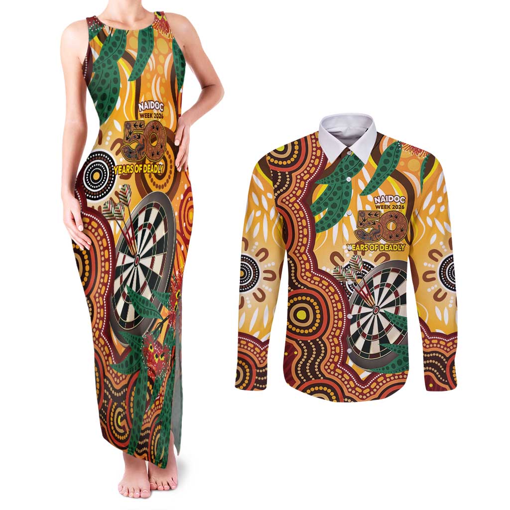Darts Australia NAIDOC Week 2026 Personalised Couples Matching Tank Maxi Dress and Long Sleeve Button Shirt 50 Years Deadly Eucalyptus Indigenous Art