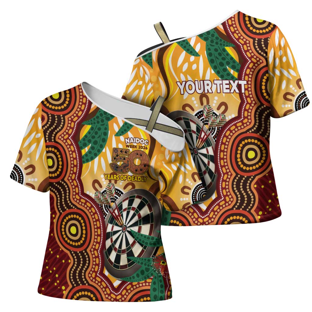Darts Australia NAIDOC Week 2026 Personalised Cross Shoulder Shirt 50 Years Deadly Eucalyptus Indigenous Art