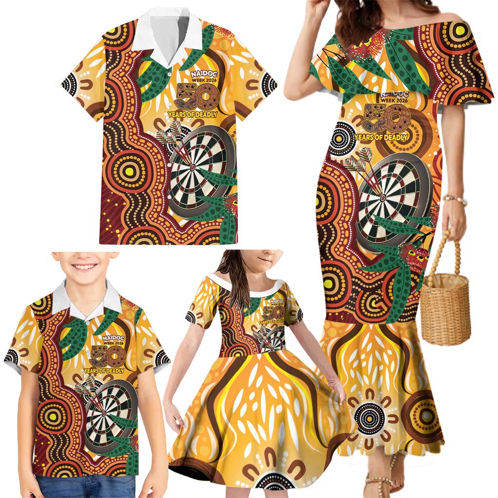 Darts Australia NAIDOC Week 2026 Personalised Family Matching Mermaid Dress and Hawaiian Shirt 50 Years Deadly Eucalyptus Indigenous Art