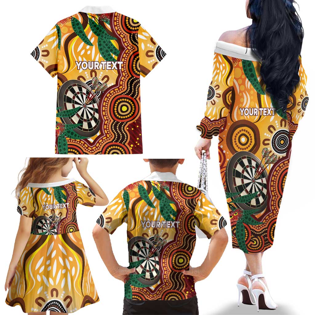 Darts Australia NAIDOC Week 2026 Personalised Family Matching Off The Shoulder Long Sleeve Dress and Hawaiian Shirt 50 Years Deadly Eucalyptus Indigenous Art