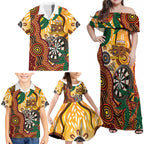 Darts Australia NAIDOC Week 2026 Personalised Family Matching Off Shoulder Maxi Dress and Hawaiian Shirt 50 Years Deadly Eucalyptus Indigenous Art