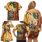 Darts Australia NAIDOC Week 2026 Personalised Family Matching Off Shoulder Short Dress and Hawaiian Shirt 50 Years Deadly Eucalyptus Indigenous Art