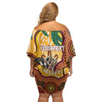 Darts Australia NAIDOC Week 2026 Personalised Family Matching Off Shoulder Short Dress and Hawaiian Shirt 50 Years Deadly Eucalyptus Indigenous Art
