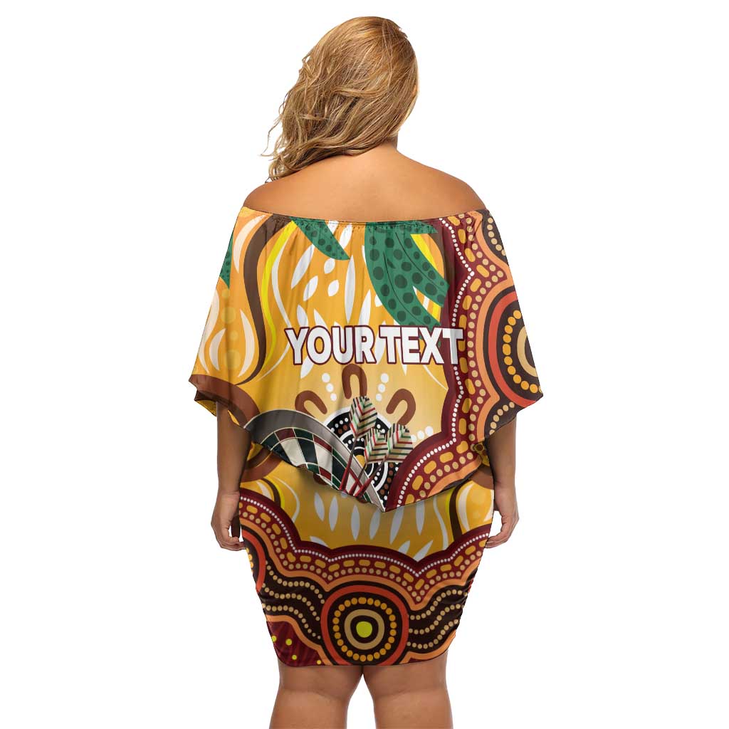 Darts Australia NAIDOC Week 2026 Personalised Family Matching Off Shoulder Short Dress and Hawaiian Shirt 50 Years Deadly Eucalyptus Indigenous Art