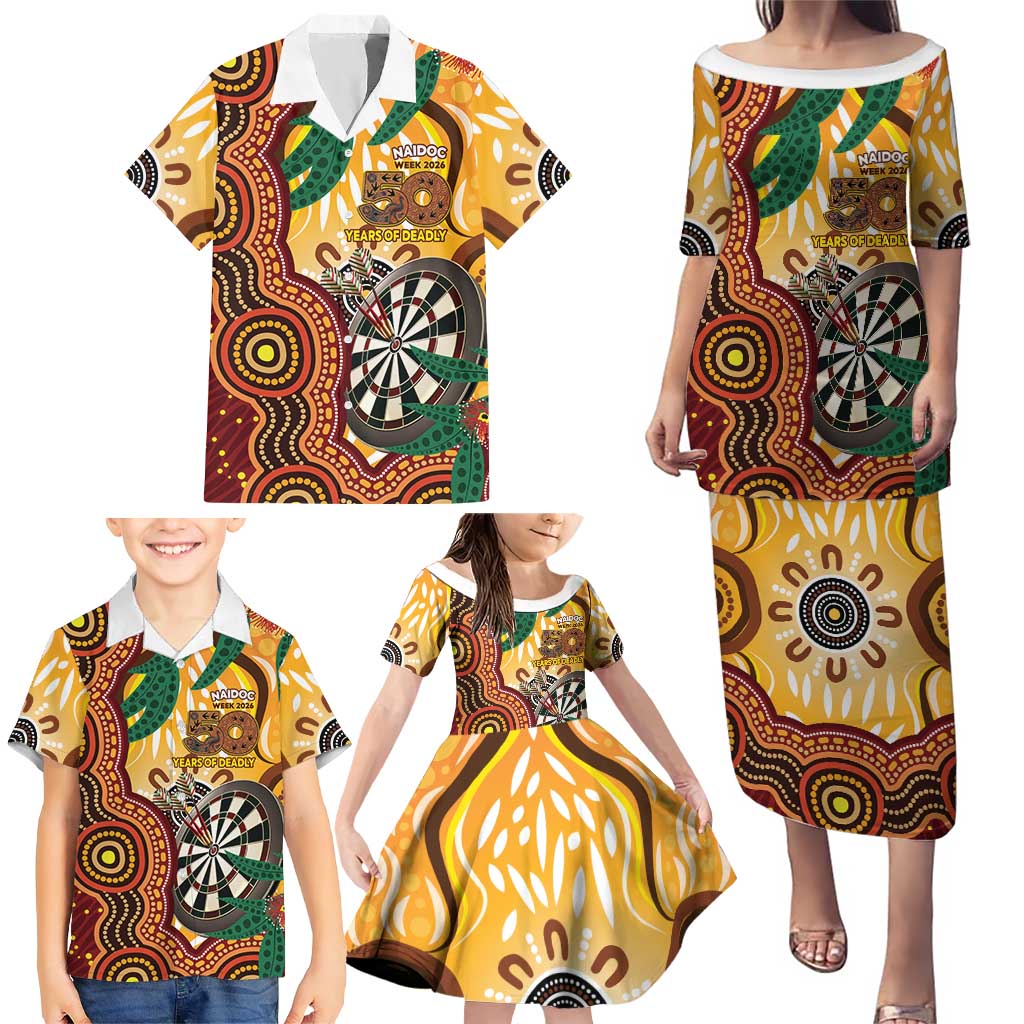 Darts Australia NAIDOC Week 2026 Personalised Family Matching Puletasi and Hawaiian Shirt 50 Years Deadly Eucalyptus Indigenous Art