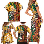 Darts Australia NAIDOC Week 2026 Personalised Family Matching Short Sleeve Bodycon Dress and Hawaiian Shirt 50 Years Deadly Eucalyptus Indigenous Art