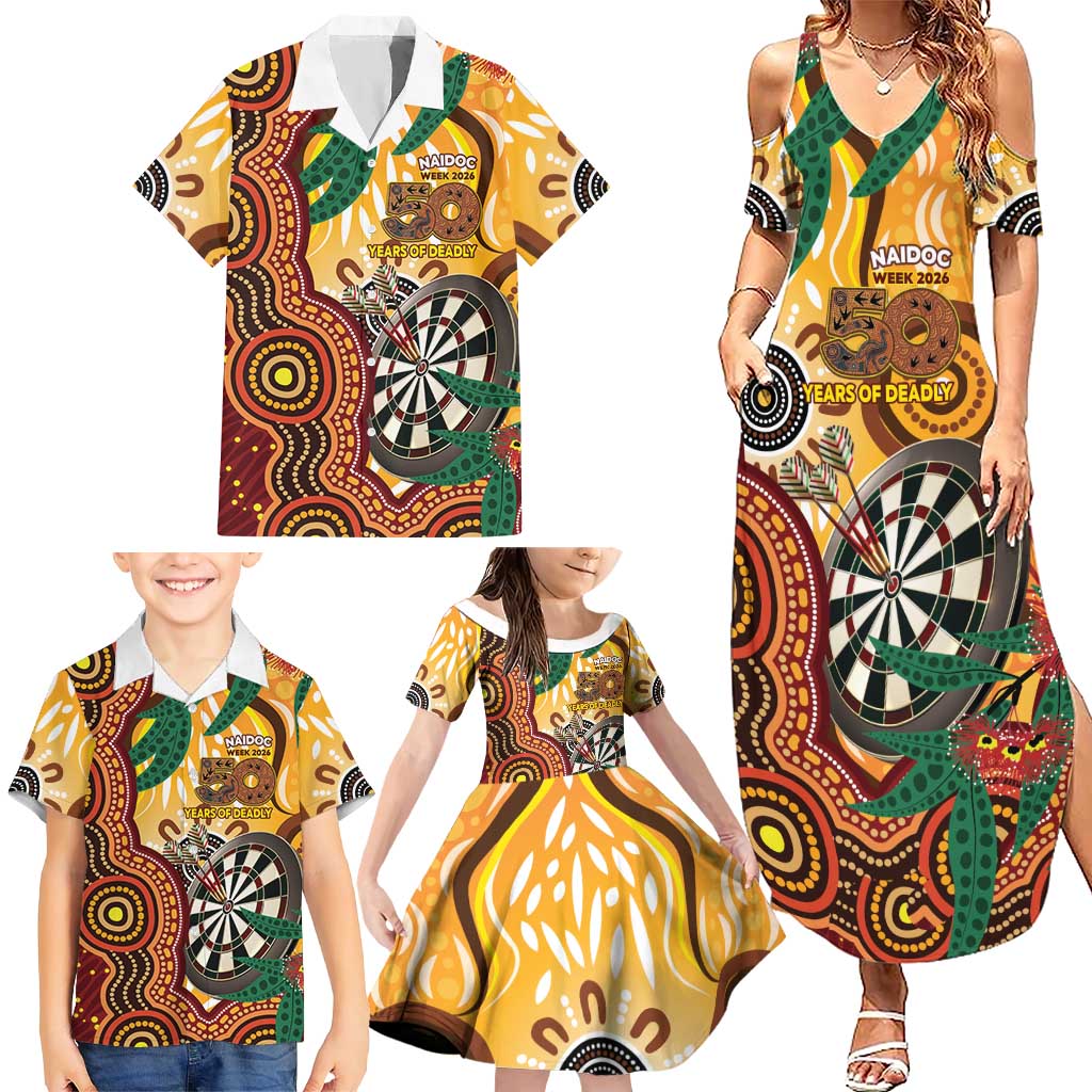 Darts Australia NAIDOC Week 2026 Personalised Family Matching Summer Maxi Dress and Hawaiian Shirt 50 Years Deadly Eucalyptus Indigenous Art