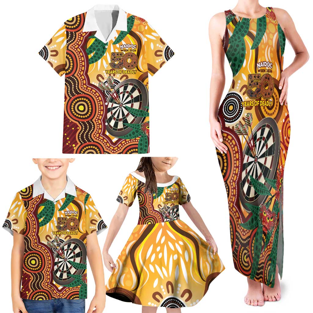 Darts Australia NAIDOC Week 2026 Personalised Family Matching Tank Maxi Dress and Hawaiian Shirt 50 Years Deadly Eucalyptus Indigenous Art