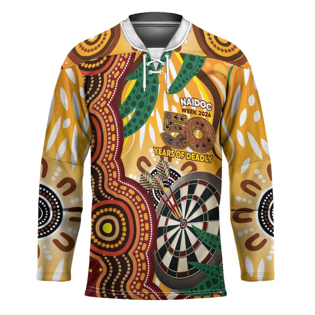 Darts Australia NAIDOC Week 2026 Personalised Hockey Jersey 50 Years Deadly Eucalyptus Indigenous Art