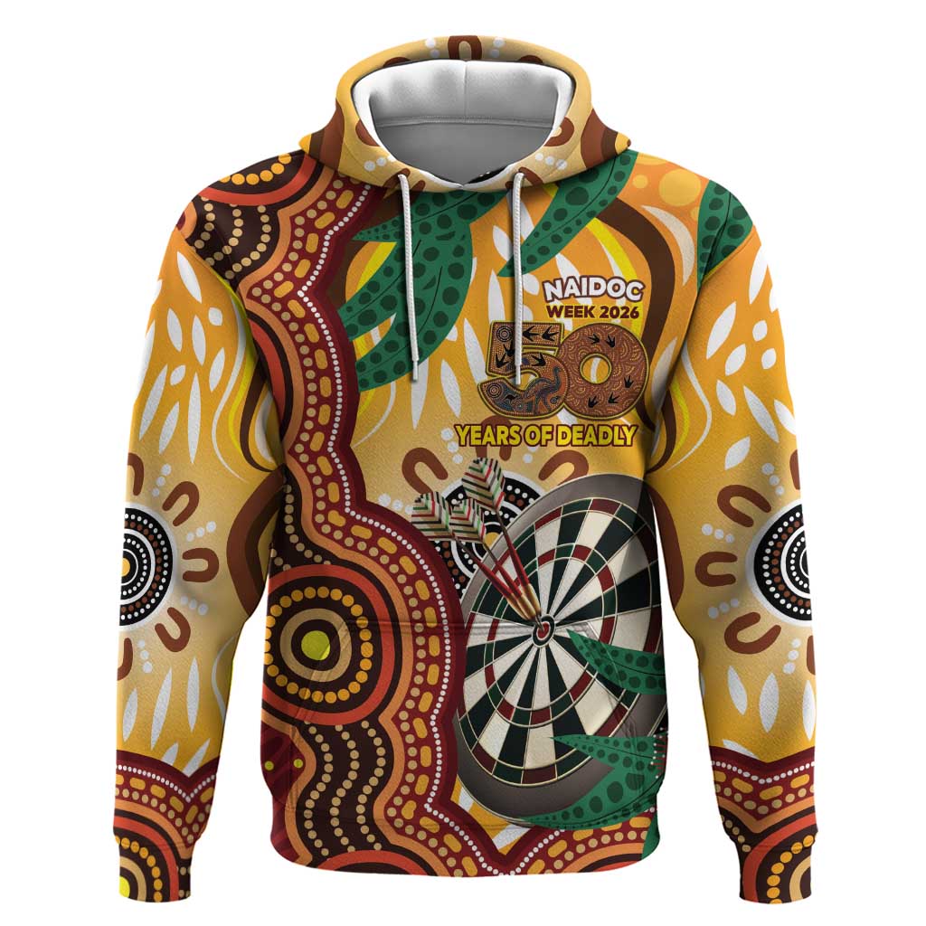 Darts Australia NAIDOC Week 2026 Personalised Hoodie 50 Years Deadly Eucalyptus Indigenous Art