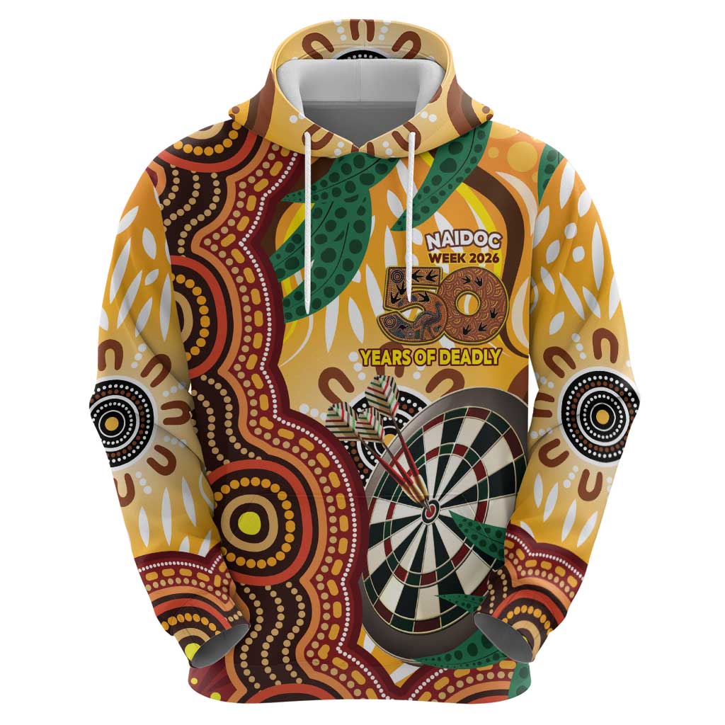 Darts Australia NAIDOC Week 2026 Personalised Hoodie 50 Years Deadly Eucalyptus Indigenous Art