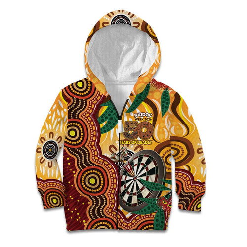 Darts Australia NAIDOC Week 2026 Personalised Kid Hoodie 50 Years Deadly Eucalyptus Indigenous Art