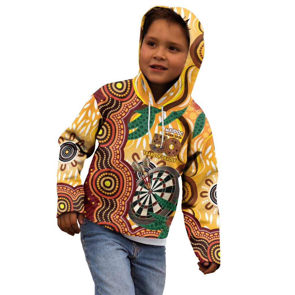 Darts Australia NAIDOC Week 2026 Personalised Kid Hoodie 50 Years Deadly Eucalyptus Indigenous Art