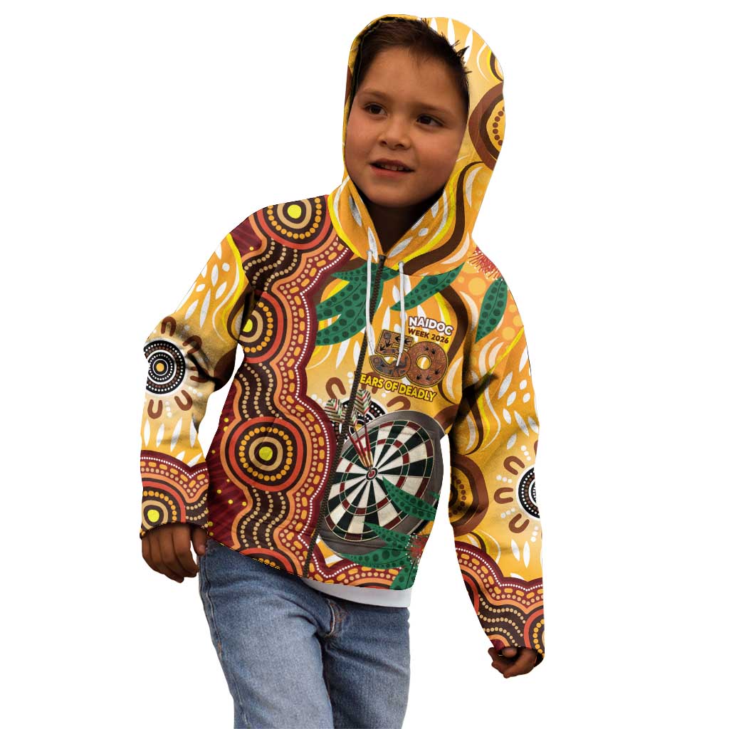 Darts Australia NAIDOC Week 2026 Personalised Kid Hoodie 50 Years Deadly Eucalyptus Indigenous Art