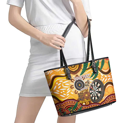 Darts Australia NAIDOC Week 2026 Personalised Leather Tote Bag 50 Years Deadly Eucalyptus Indigenous Art