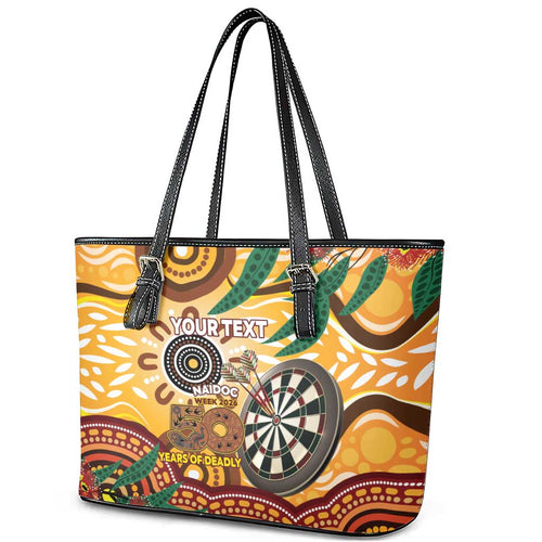 Darts Australia NAIDOC Week 2026 Personalised Leather Tote Bag 50 Years Deadly Eucalyptus Indigenous Art