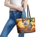 Darts Australia NAIDOC Week 2026 Personalised Leather Tote Bag 50 Years Deadly Eucalyptus Indigenous Art