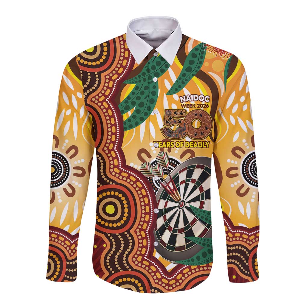 Darts Australia NAIDOC Week 2026 Personalised Long Sleeve Button Shirt 50 Years Deadly Eucalyptus Indigenous Art