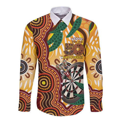 Darts Australia NAIDOC Week 2026 Personalised Long Sleeve Button Shirt 50 Years Deadly Eucalyptus Indigenous Art