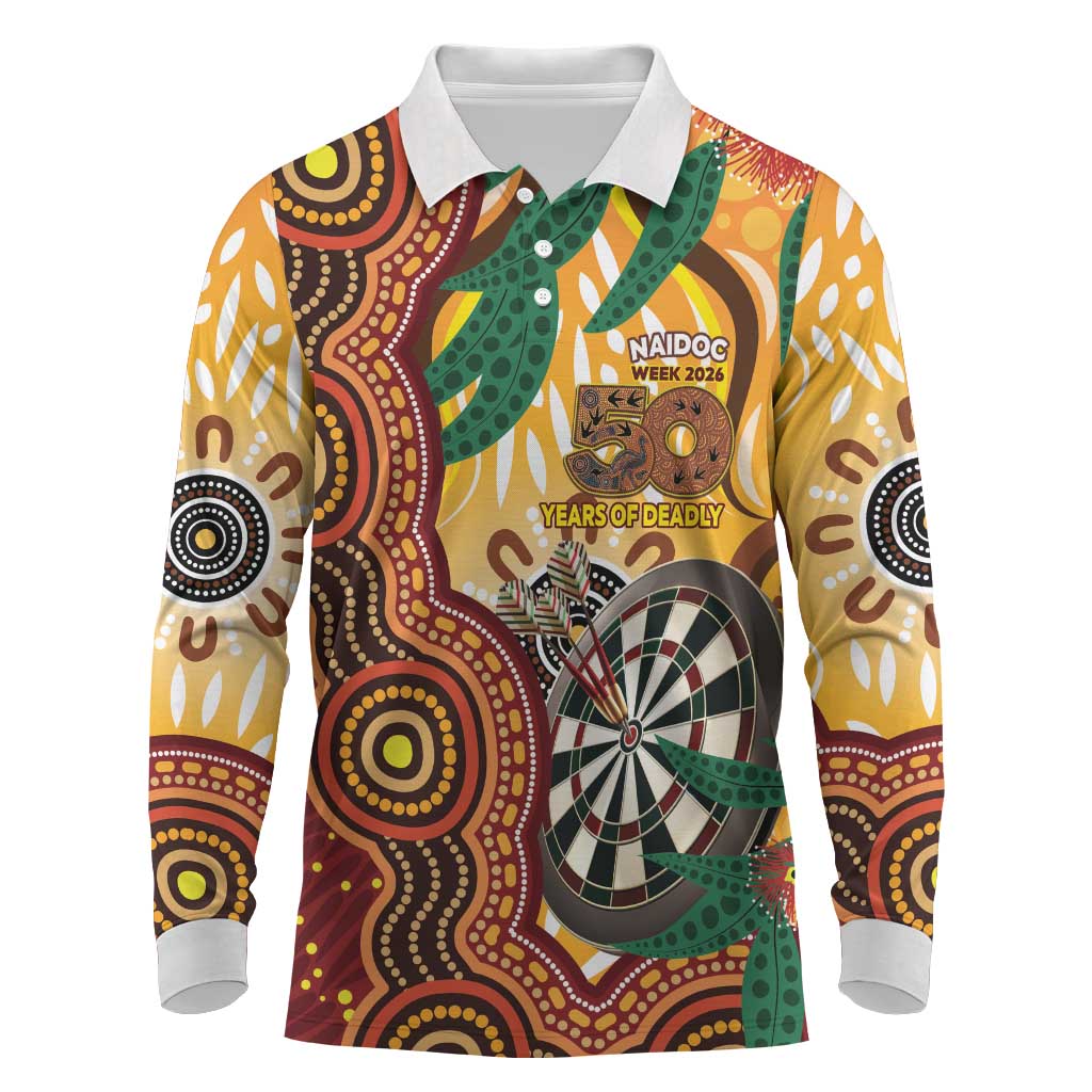 Darts Australia NAIDOC Week 2026 Personalised Long Sleeve Polo Shirt 50 Years Deadly Eucalyptus Indigenous Art