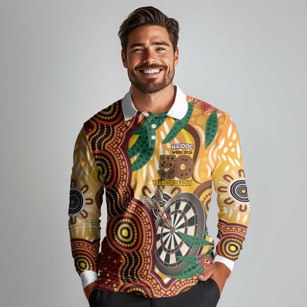 Darts Australia NAIDOC Week 2026 Personalised Long Sleeve Polo Shirt 50 Years Deadly Eucalyptus Indigenous Art