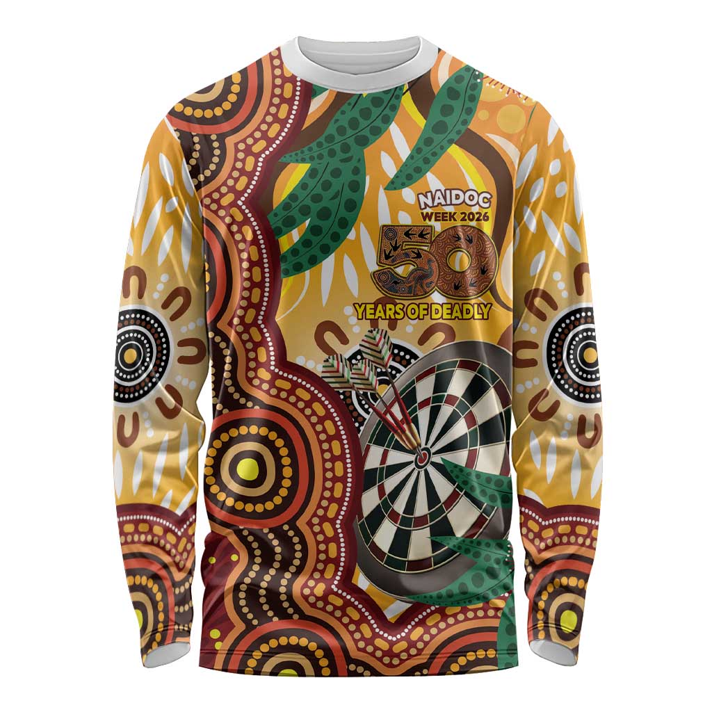 Darts Australia NAIDOC Week 2026 Personalised Long Sleeve Shirt 50 Years Deadly Eucalyptus Indigenous Art