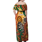 Darts Australia NAIDOC Week 2026 Personalised Off Shoulder Maxi Dress 50 Years Deadly Eucalyptus Indigenous Art