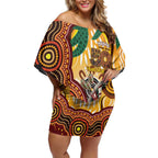 Darts Australia NAIDOC Week 2026 Personalised Off Shoulder Short Dress 50 Years Deadly Eucalyptus Indigenous Art