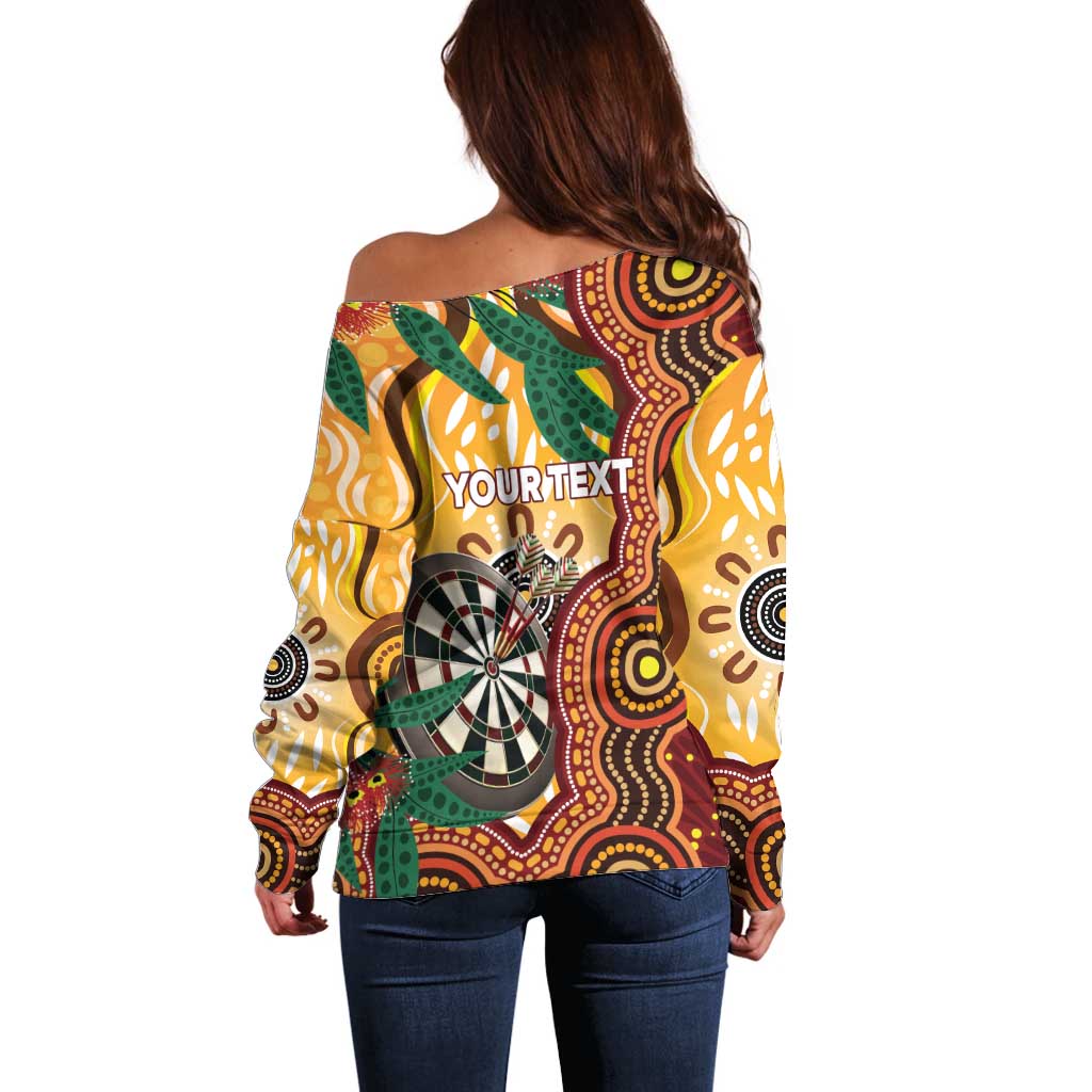 Darts Australia NAIDOC Week 2026 Personalised Off Shoulder Sweater 50 Years Deadly Eucalyptus Indigenous Art