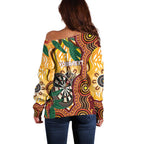 Darts Australia NAIDOC Week 2026 Personalised Off Shoulder Sweater 50 Years Deadly Eucalyptus Indigenous Art