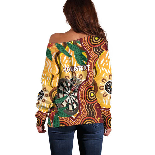 Darts Australia NAIDOC Week 2026 Personalised Off Shoulder Sweater 50 Years Deadly Eucalyptus Indigenous Art