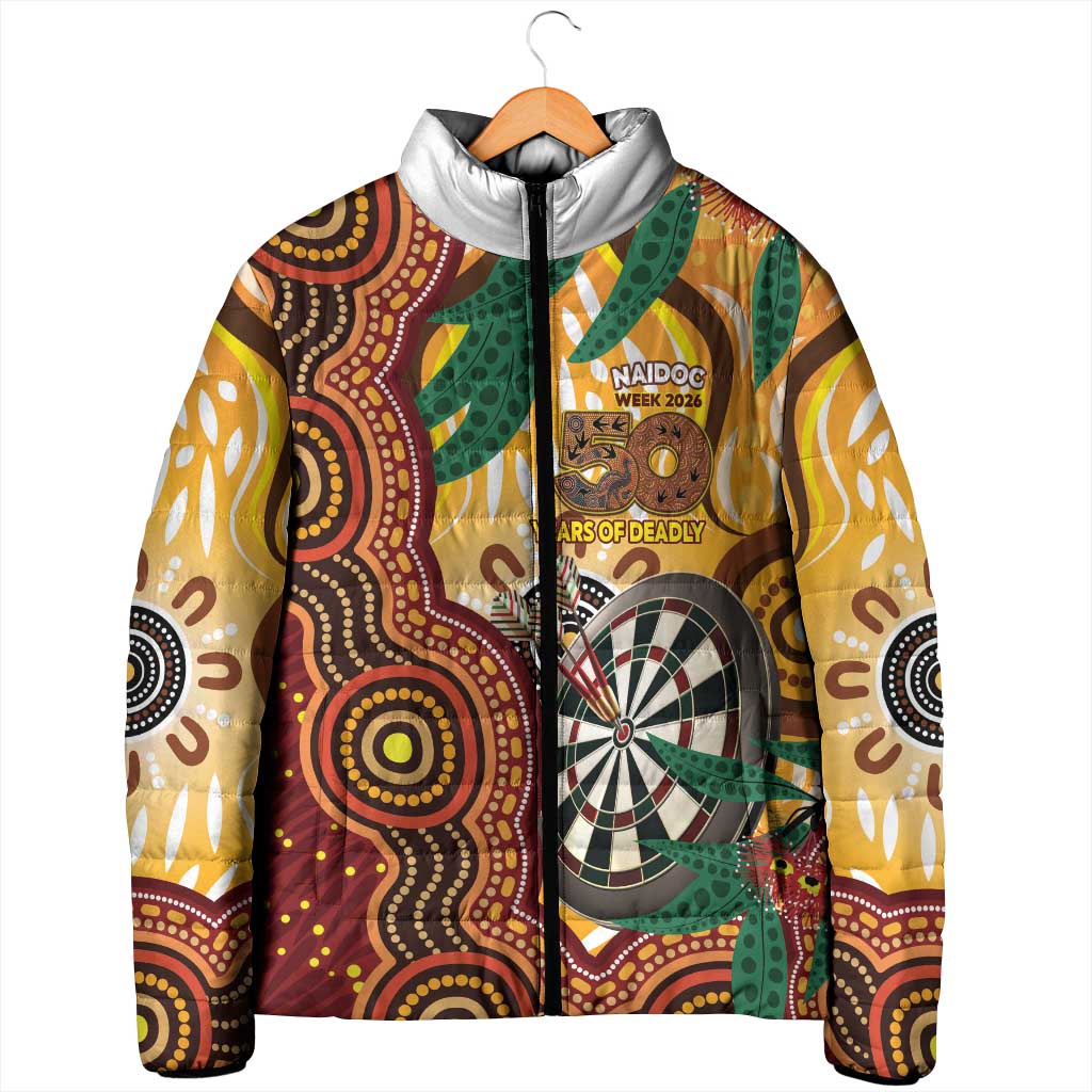 Darts Australia NAIDOC Week 2026 Personalised Padded Jacket 50 Years Deadly Eucalyptus Indigenous Art