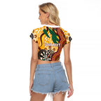 Darts Australia NAIDOC Week 2026 Personalised Raglan Cropped T Shirt 50 Years Deadly Eucalyptus Indigenous Art