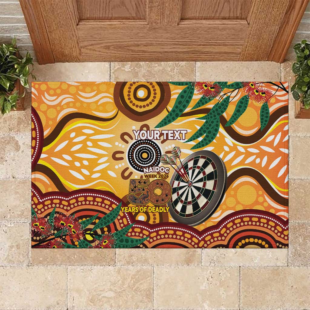 Darts Australia NAIDOC Week 2026 Personalised Rubber Doormat 50 Years Deadly Eucalyptus Indigenous Art