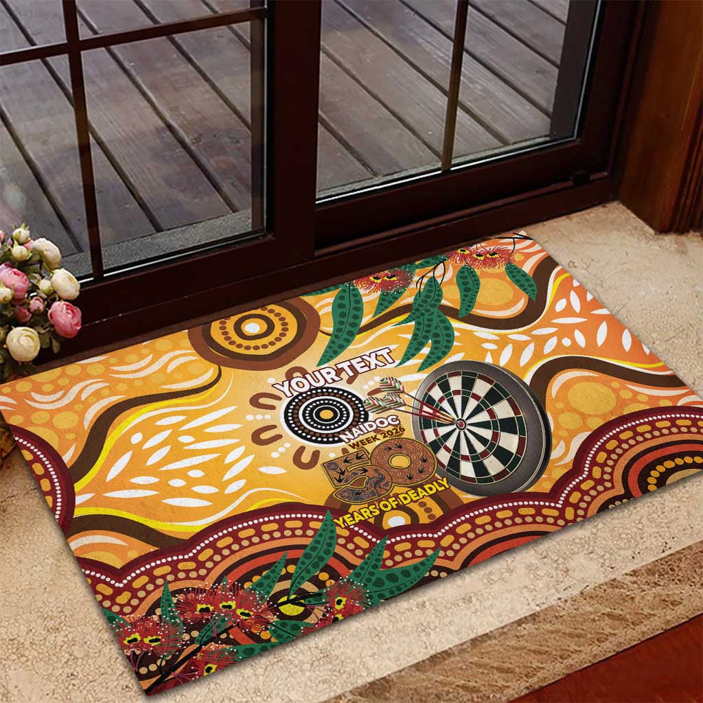 Darts Australia NAIDOC Week 2026 Personalised Rubber Doormat 50 Years Deadly Eucalyptus Indigenous Art