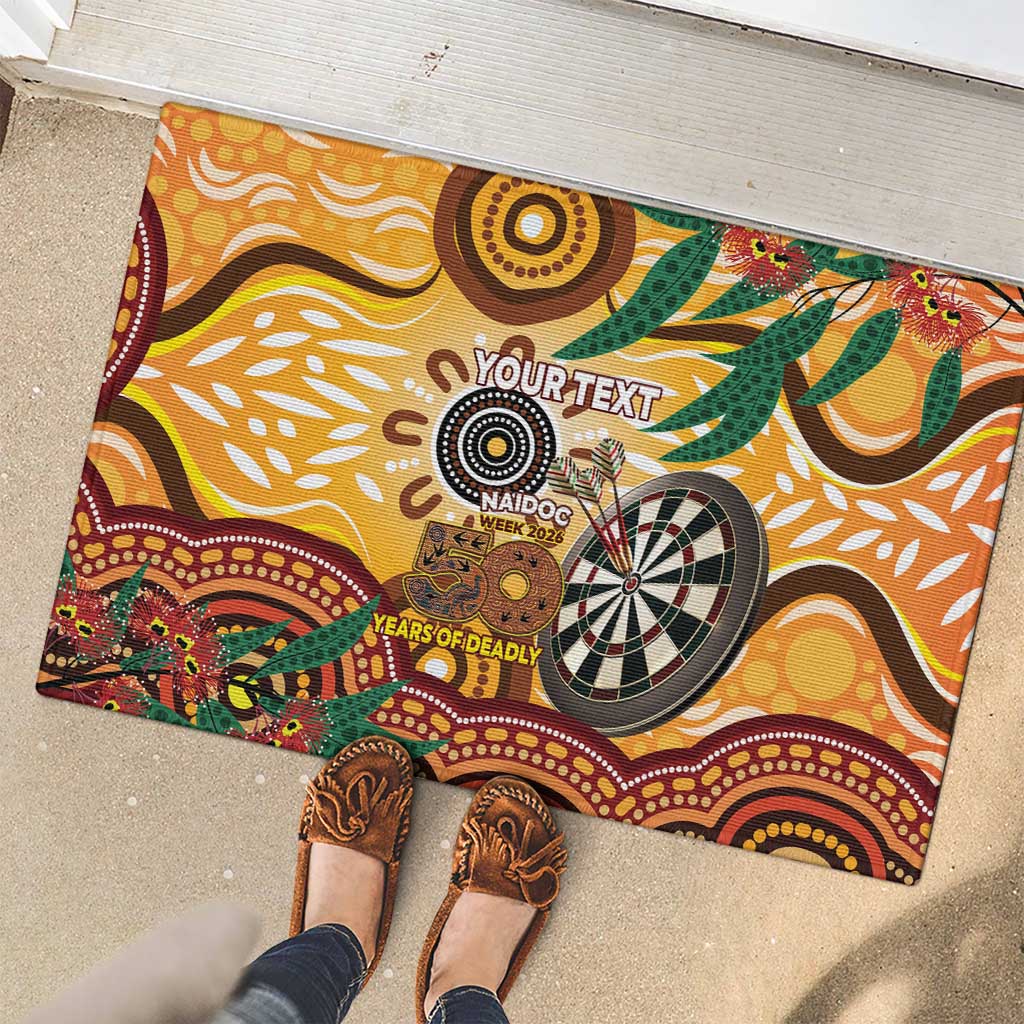 Darts Australia NAIDOC Week 2026 Personalised Rubber Doormat 50 Years Deadly Eucalyptus Indigenous Art