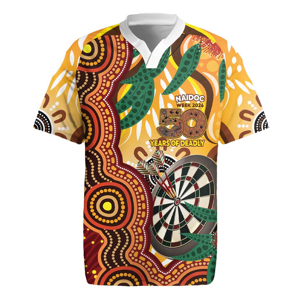 Darts Australia NAIDOC Week 2026 Personalised Rugby Jersey 50 Years Deadly Eucalyptus Indigenous Art